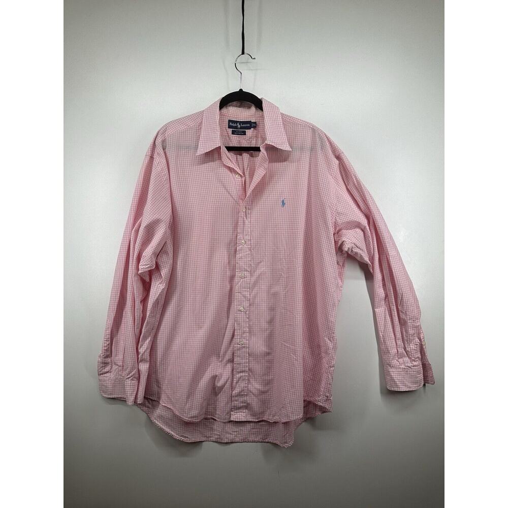 POLO RALPH LAUREN Blake Mens 100% Cotton‎ shirt long sleeve pink white plaid XL